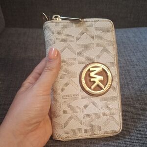 Michael Kors Cream Wallet with Gold Logo